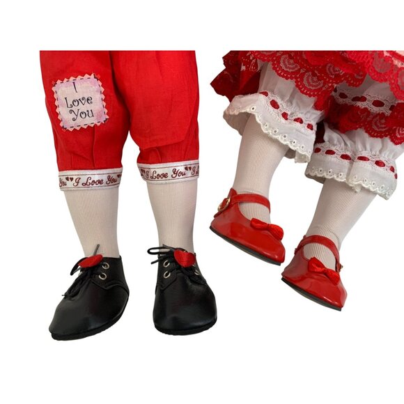 VTG Paradise Galleries 19" Porcelain Raggedy Ann & Andy Dolls Love-Themed - Picture 7 of 8